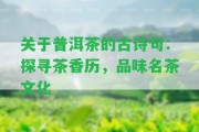 關于普洱茶的古詩句：探尋茶香歷，品味名茶文化