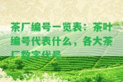 茶廠編號一覽表：茶葉編號代表什么，各大茶廠數(shù)字代號