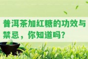 普洱茶加紅糖的功效與禁忌，你知道嗎？