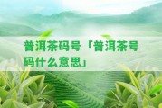 普洱茶碼號(hào)「普洱茶號(hào)碼什么意思」