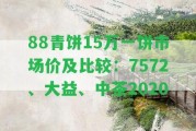 88青餅15萬一餅市場價及比較：7572、大益、中茶2020