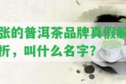 張的普洱茶品牌真假解析，叫什么名字？