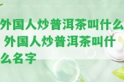 外國(guó)人炒普洱茶叫什么 外國(guó)人炒普洱茶叫什么名字