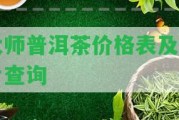 大師普洱茶價格表及圖片查詢