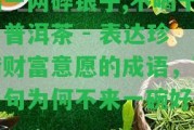 喝一兩碎銀子,不喝十斤普洱茶 - 表達(dá)珍惜財富意愿的成語，下一句為何不來一碗好茶？