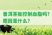 普洱茶能控制血脂嗎？起因是什么？