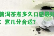 普洱茶煮多久口感最好：煮幾分合適？