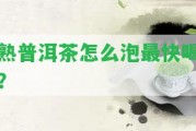 熟普洱茶怎么泡最快喝？