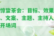 驚蟄茶會：目標(biāo)、效果、文案、主題、主持人開場詞