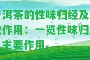 普洱茶的性味歸經(jīng)及功效作用：一覽性味歸經(jīng)、主要作用。