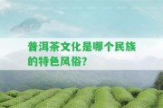 普洱茶文化是哪個民族的特色風俗？