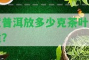 煮普洱放多少克茶葉合適？