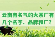 云南有名氣的大茶廠有幾個名字、品牌和廠？