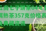 云南七子餅茶04年普洱熟茶357克價(jià)格表及典藏資訊