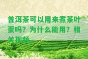 普洱茶可以用來煮茶葉蛋嗎？為什么能用？相關(guān)視頻。