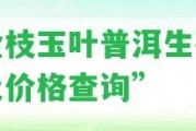 “金枝玉葉普洱生茶功效及價格查詢”