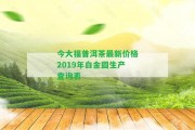 今大福普洱茶最新價(jià)格2019年白金圓生產(chǎn)查詢表