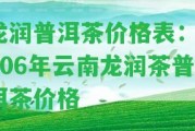 龍潤普洱茶價格表：2006年云南龍潤茶普洱茶價格