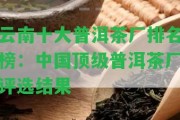 云南十大普洱茶廠排名榜：中國頂級普洱茶廠評選結果