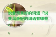 說普洱茶好的詞語「說普洱茶好的詞語有哪些」