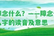 障念什么？——障念什么字的讀音及意思