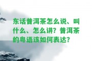 東話普洱茶怎么說(shuō)、叫什么、怎么講？普洱茶的粵語(yǔ)該怎樣表達(dá)？