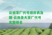 云南茶廠代號排序表及圖-云南各大茶廠代號完整排名