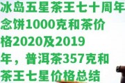 冰島五星茶王七十周年念餅1000克和茶價格2020及2019年，普洱茶357克和茶王七星價格總結