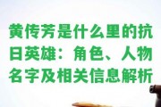 黃傳芳是什么里的抗日英雄：角色、人物名字及相關(guān)信息解析