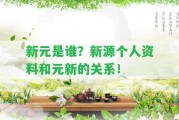 新元是誰？新源個(gè)人資料和元新的關(guān)系！