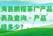 勐海縣鵬程茶廠產(chǎn)品價格表及查詢 - 產(chǎn)品價格多少？