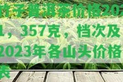 竹子普洱茶價格2021，357克，檔次及2023年各山頭價格表