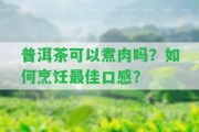 普洱茶可以煮肉嗎？怎樣烹飪最佳口感？