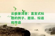 云南普洱茶：直言式標(biāo)題的例子、題目、標(biāo)語和傳語