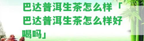 巴達(dá)普洱生茶怎么樣「巴達(dá)普洱生茶怎么樣好喝嗎」