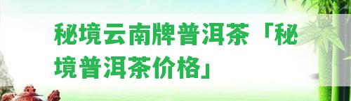 秘境云南牌普洱茶「秘境普洱茶價格」