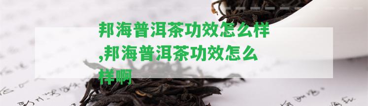 邦海普洱茶功效怎么樣,邦海普洱茶功效怎么樣啊