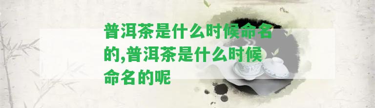 普洱茶是什么時候命名的,普洱茶是什么時候命名的呢