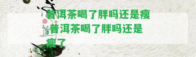 普洱茶喝了胖嗎還是瘦,普洱茶喝了胖嗎還是瘦了