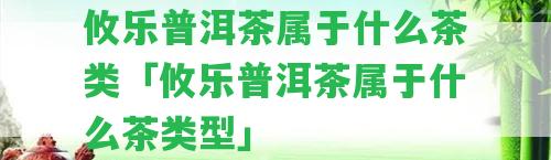 攸樂普洱茶屬于什么茶類「攸樂普洱茶屬于什么茶類型」