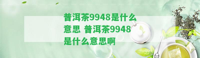 普洱茶9948是什么意思 普洱茶9948是什么意思啊