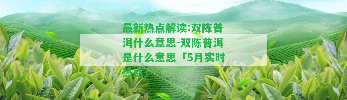 最新熱點(diǎn)解讀:雙陳普洱什么意思-雙陳普洱是什么意思「5月實(shí)時(shí)熱點(diǎn)」