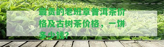 最貴的老班章普洱茶價(jià)格及古樹(shù)茶價(jià)格，一餅多少錢？