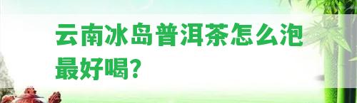 云南冰島普洱茶怎么泡最好喝？