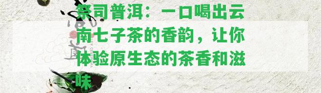 祭司普洱：一口喝出云南七子茶的香韻，讓你體驗原生態(tài)的茶香和滋味