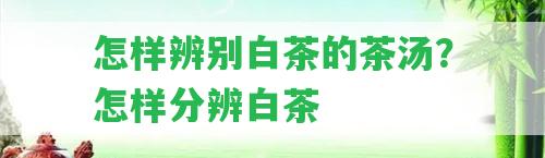 怎樣辨別白茶的茶湯？怎樣分辨白茶