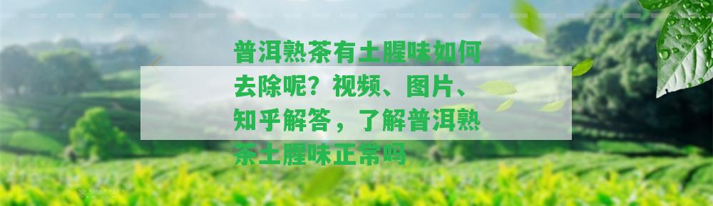 普洱熟茶有土腥味怎樣去除呢？視頻、圖片、知乎解答，熟悉普洱熟茶土腥味正常嗎