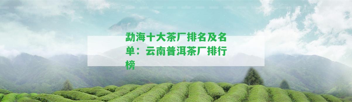 勐海十大茶廠排名及名單：云南普洱茶廠排行榜