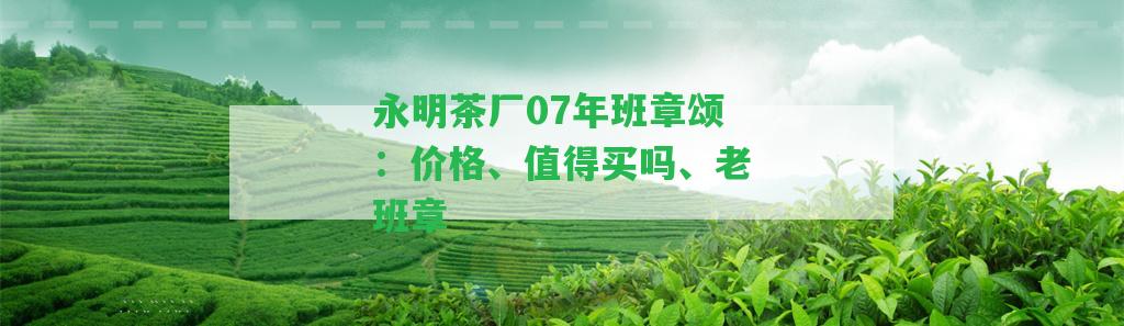 永明茶廠07年班章頌：價格、值得買嗎、老班章