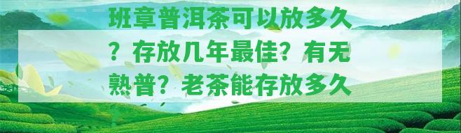 班章普洱茶可以放多久？存放幾年最佳？有無熟普？老茶能存放多久？